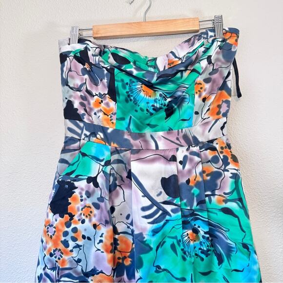 Vintage Y2K The Limited Grey Green Floral Strapless Dress Womens 8 Mini - Picture 2 of 11